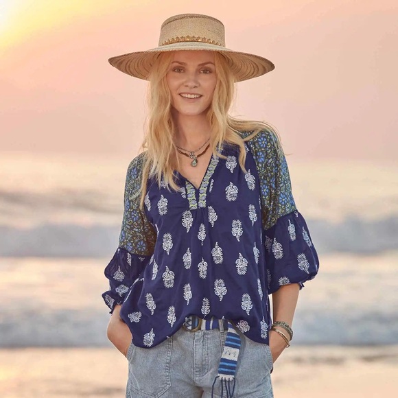 Sundance Tops - Sundance Lost In Time Floral Embroidered V Neck Balloon Sleeve Blouse XS